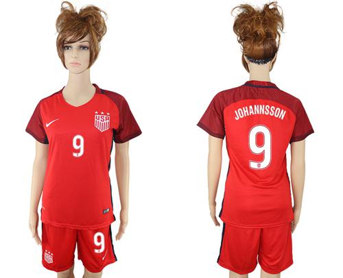 Women's USA #9 Johannsson Away Soccer Country Jersey Women's USA #9 Johannsson Away Soccer Country Jersey