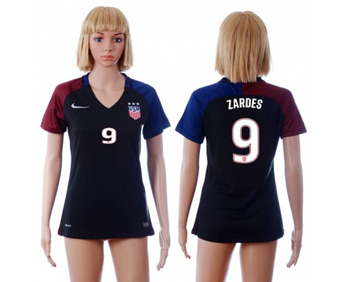 Women's USA #9 Zardes Away Soccer Country Jersey Women's USA #9 Zardes Away Soccer Country Jersey