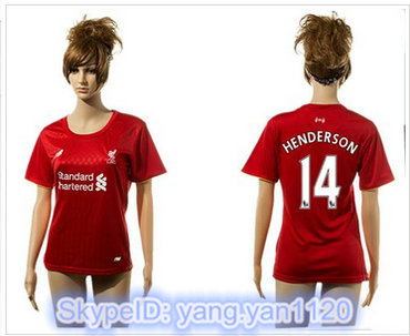 Women Liverpool #14 Henderson Red Home Soccer Club Jersey