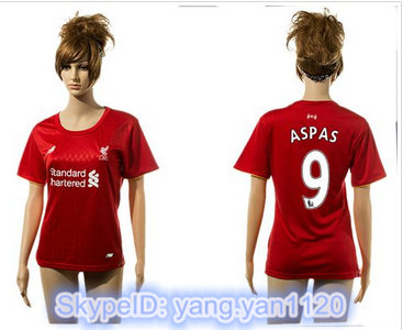 Women Liverpool #9 Aspas Red Home Soccer Club Jersey Women Liverpool #9 Aspas Red Home Soccer Club Jersey