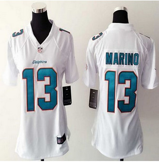 Women NEW Dolphins #13 Dan Marino White Stitched NFL Elite Jersey