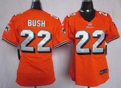 Women NEW Miami Dolphins 22 Reggie Bush Orange Jerseys