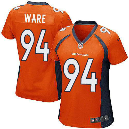 Women New Denver Broncos #94 DeMarcus Ware Orange Team Color NFL Jersey(2014 New)