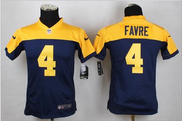 Women New Green Bay Packers #4 Favre Blue Alternate Stitched NFL New Elite Jersey