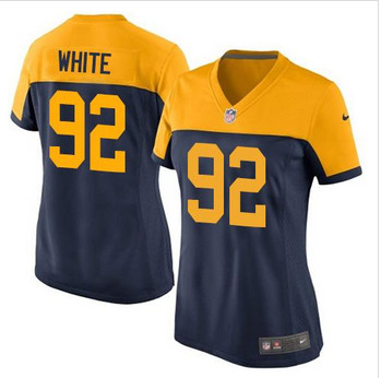 Women New Green Bay Packers #92 Reggie White Navy Blue Alternate Stitched NFL New Elite Jersey Women New Green Bay Packers #92 Reggie White Navy Blue Alternate Stitched NFL New Elite Jersey