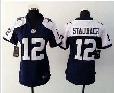 Women Nike Cowboys #12 Roger Staubach Navy Blue Thanksgiving Throwback Stitched NFL Elite Jersey Women Nike Cowboys #12 Roger Staubach Navy Blue Thanksgiving Throwback Stitched NFL Elite Jersey