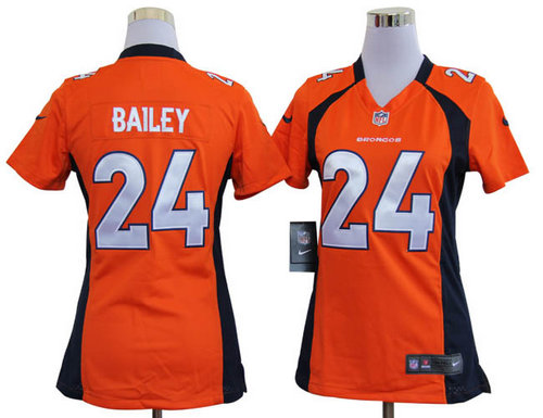 Women Nike Denver Broncos 24 Bailey Orange Nike NFL Jerseys