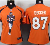 Women Nike Denver Broncos 87 Decker Orange Portrait Fashion Game Jerseys