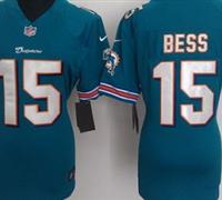 Women Nike Miami Dolphins 15 Davone Bess Green Jerseys