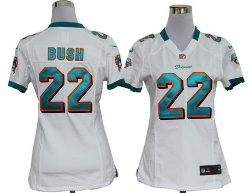 Women Nike Miami Dolphins 22 Reggie Bush White Jerseys
