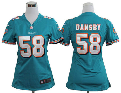 Women Nike Miami Dolphins 58 Karlos Dansby Green Jerseys