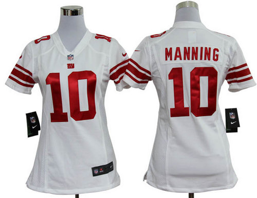 Women Nike New York Giants #10 Eli Manning White Jerseys