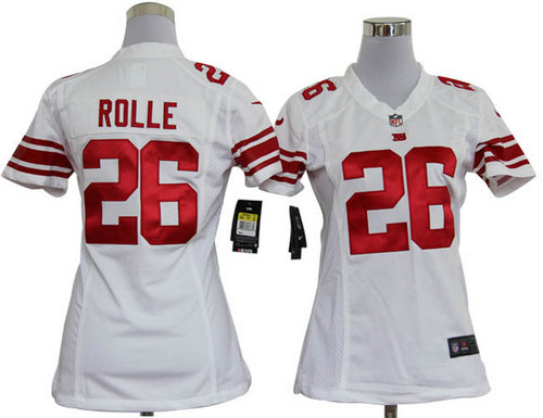 Women Nike New York Giants 26 Antrel Rolle White Jerseys