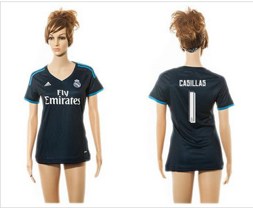 Women Real Madrid #1 Casillas Sec Away Soccer Club Jersey Women Real Madrid #1 Casillas Sec Away Soccer Club Jersey