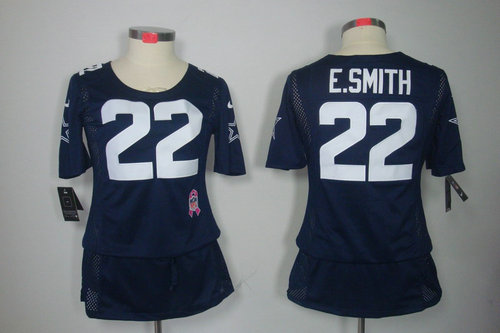 Womens NEW Dallas cowboys 22 E.simth Elite breast Cancer Awareness Blue Jerseys Womens NEW Dallas cowboys 22 E.simth Elite breast Cancer Awareness Blue Jerseys