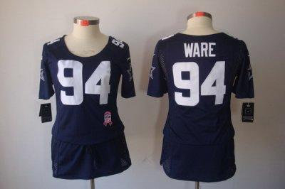 Womens NEW Dallas cowboys 94 Ware Elite breast Cancer Awareness Blue Jerseys Womens NEW Dallas cowboys 94 Ware Elite breast Cancer Awareness Blue Jerseys