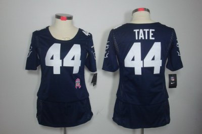 Womens NEW Houston Texans 44 Tate Elite breast Cancer Awareness Blue Jerseys