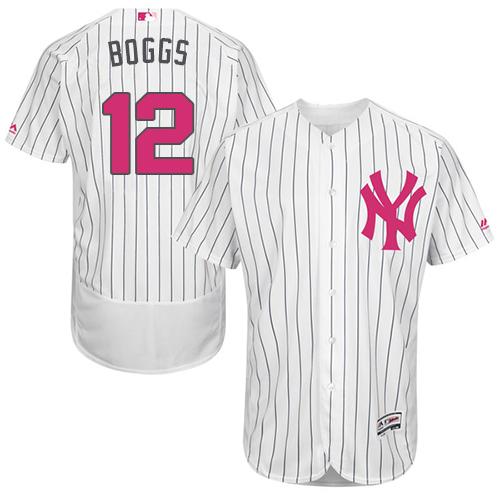 Yankees #12 Wade Boggs White Strip Flexbase Authentic Collection 2016 Mother's Day Stitched MLB Jersey Yankees #12 Wade Boggs White Strip Flexbase Authentic Collection 2016 Mother's Day Stitched MLB Jersey