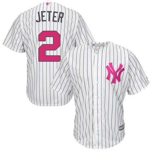 Yankees #2 Derek Jeter White Strip New Cool Base 2016 Mother's Day Stitched MLB Jersey Yankees #2 Derek Jeter White Strip New Cool Base 2016 Mother's Day Stitched MLB Jersey