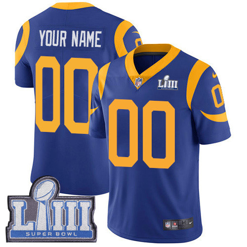 Youth Customized Los Angeles Rams Vapor Untouchable Super Bowl LIII Bound Limited Royal Blue Nike NFL Alternate Jersey Youth Customized Los Angeles Rams Vapor Untouchable Super Bowl LIII Bound Limited Royal Blue Nike NFL Alternate Jersey