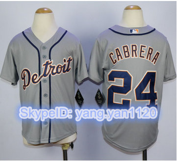 Youth Detroit Tigers #24 Miguel Cabrera Grey Cool Base Stitched MLB Jersey Youth Detroit Tigers #24 Miguel Cabrera Grey Cool Base Stitched MLB Jersey