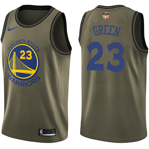 Youth Nike Warriors #23 Draymond Green Green Salute to Service The Finals Patch Youth NBA Swingman Jersey