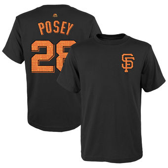 Youth San Francisco Giants Buster Posey Majestic Black 2017 Spring Training Name & Number T-Shirt Youth San Francisco Giants Buster Posey Majestic Black 2017 Spring Training Name & Number T-Shirt