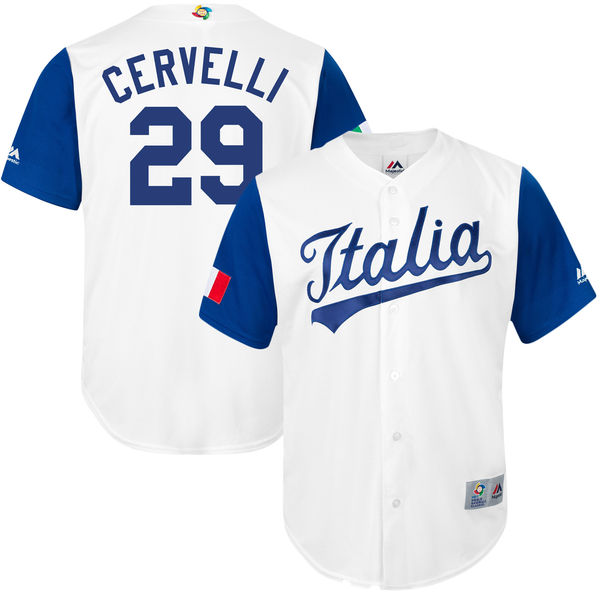 Team Italy #29 Francisco Cervelli White 2017 World Baseball Classic Authentic Stitched MLB Jersey Team Italy #29 Francisco Cervelli White 2017 World Baseball Classic Authentic Stitched MLB Jersey