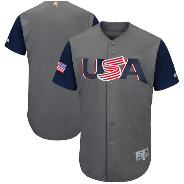 Team USA Blank Gray 2017 World Baseball Classic Authentic Customized Stitched MLB Jersey Team USA Blank Gray 2017 World Baseball Classic Authentic Customized Stitched MLB Jersey